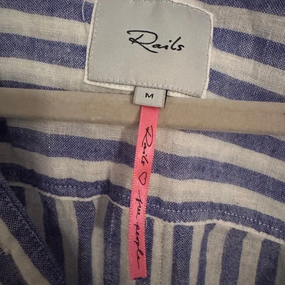 Free People Rails Blue and White Striped Button-Up Shirt - Picture 2 of 3